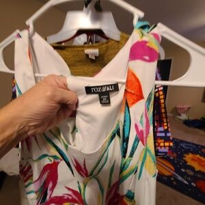 Roz & Ali Women's Vibrant Floral Dress - White and Pink